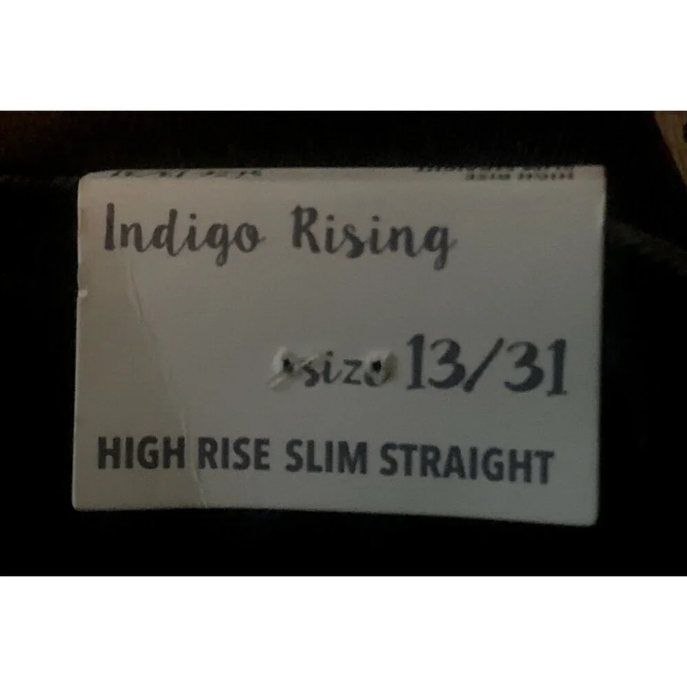 Indigo Rising Womens High Rise Slim Straight Denim Jeans Jr Size 13/31  Black - Picture 14 of 16